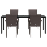 Garden Dining Set 5 pcs Brown Powder-Coated Steel