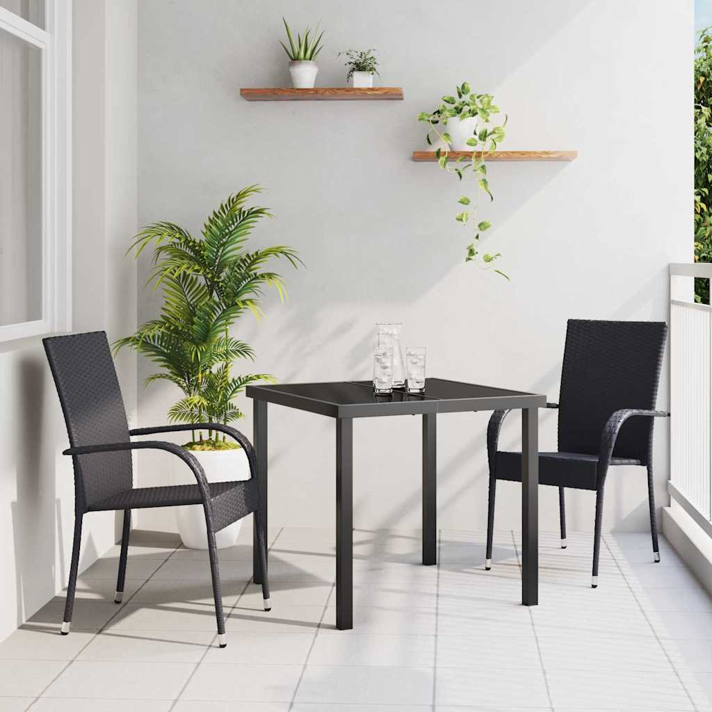 Garden Dining Set 3 pcs Black Poly rattan