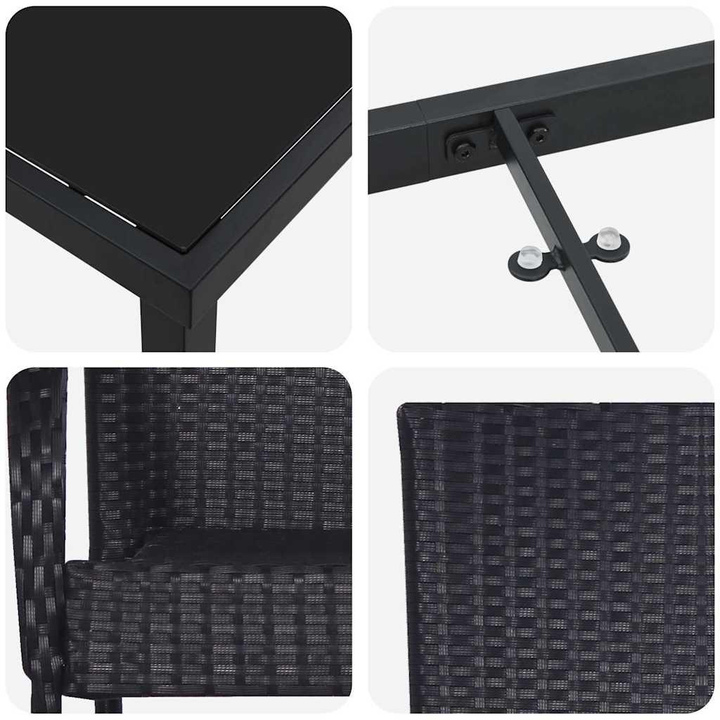 Garden Dining Set 5 pcs Black Poly rattan
