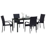 Garden Dining Set 5 pcs Black Poly rattan