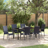 Garden Dining Set 7 pcs Black Poly rattan