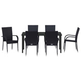 Garden Dining Set 7 pcs Black Poly rattan