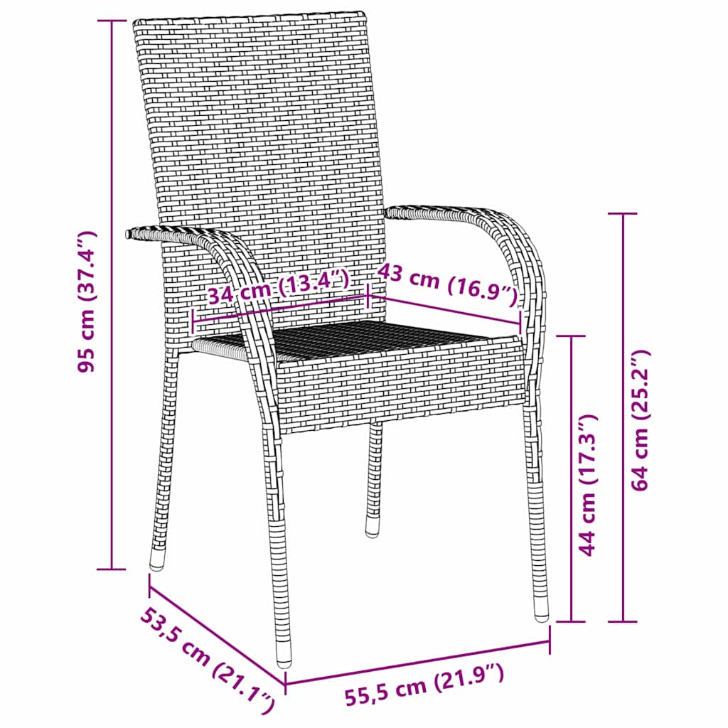 Garden Dining Set 7 pcs Black Poly rattan