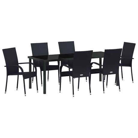 Garden Dining Set 7 pcs Black Powder-Coated Steel