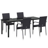 Garden Dining Set 5 pcs Black Powder-Coated Steel