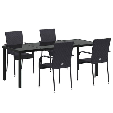 Garden Dining Set 5 pcs Black Powder-Coated Steel