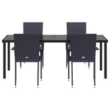 Garden Dining Set 5 pcs Black Powder-Coated Steel