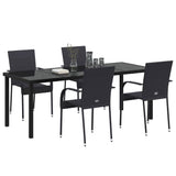 Garden Dining Set 5 pcs Black Powder-Coated Steel