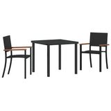 Garden Dining Set 3 pcs Black Poly rattan