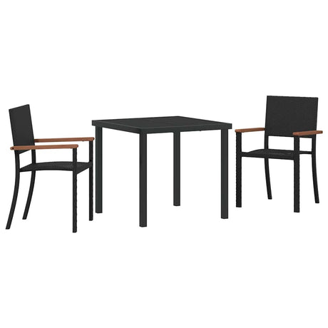Garden Dining Set 3 pcs Black Poly rattan