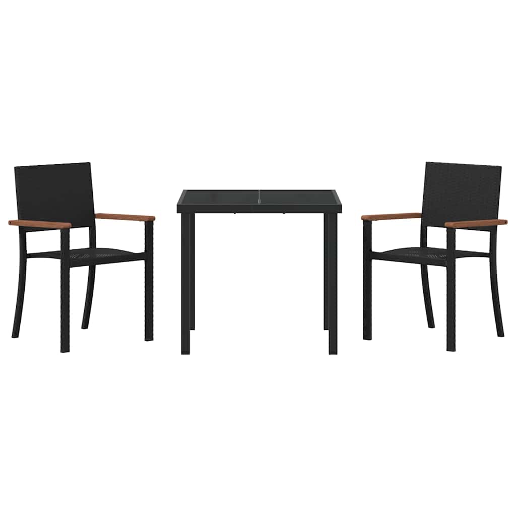 Garden Dining Set 3 pcs Black Poly rattan