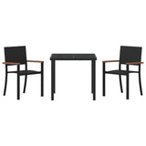 Garden Dining Set 3 pcs Black Poly rattan