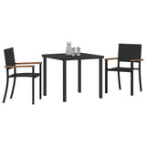 Garden Dining Set 3 pcs Black Poly rattan