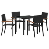 Garden Dining Set 5 pcs Black Poly rattan