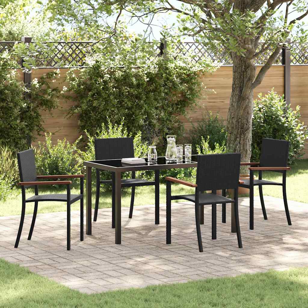 Garden Dining Set 5 pcs Black Poly rattan