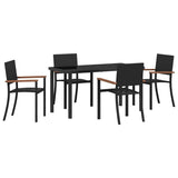 Garden Dining Set 5 pcs Black Poly rattan
