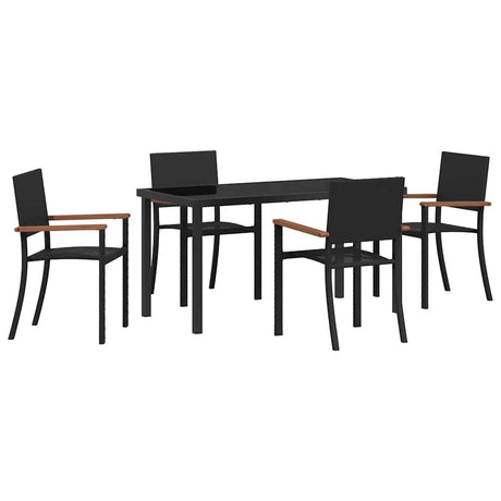 Garden Dining Set 5 pcs Black Poly rattan