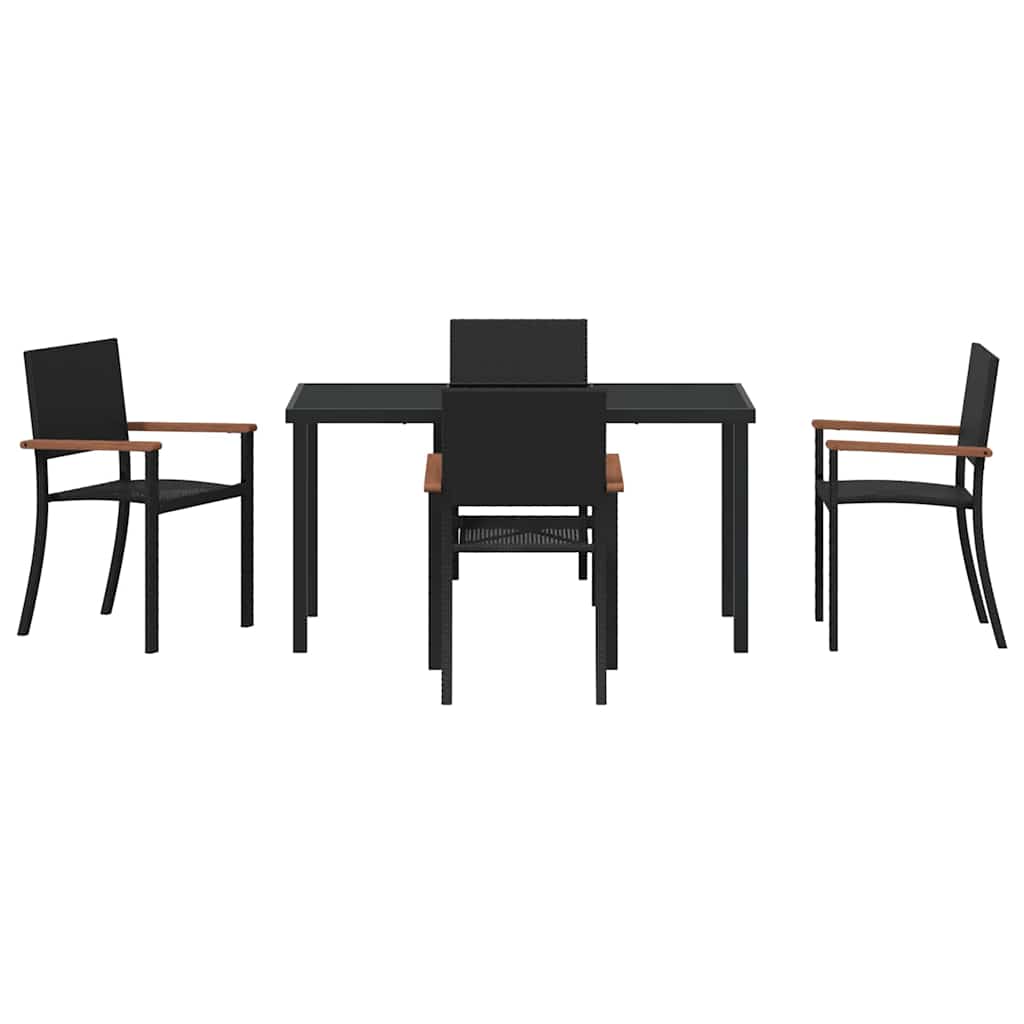 Garden Dining Set 5 pcs Black Poly rattan