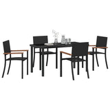Garden Dining Set 5 pcs Black Poly rattan