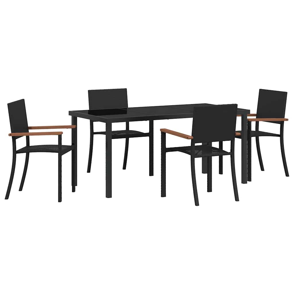 Garden Dining Set 5 pcs Black Poly rattan