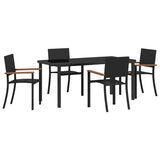 Garden Dining Set 5 pcs Black Poly rattan
