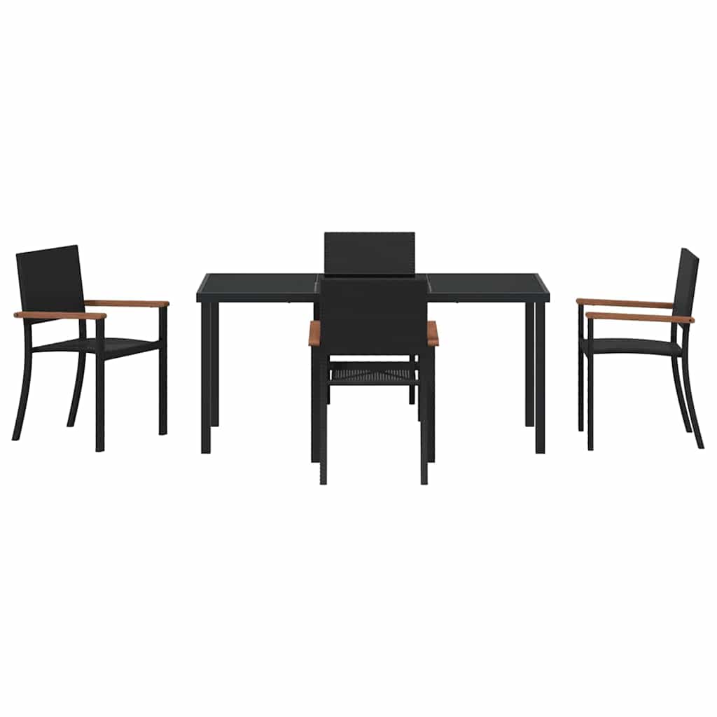Garden Dining Set 5 pcs Black Poly rattan