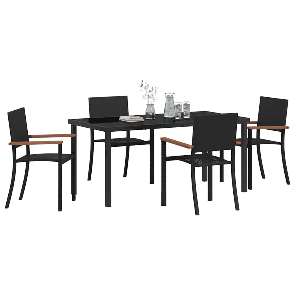 Garden Dining Set 5 pcs Black Poly rattan