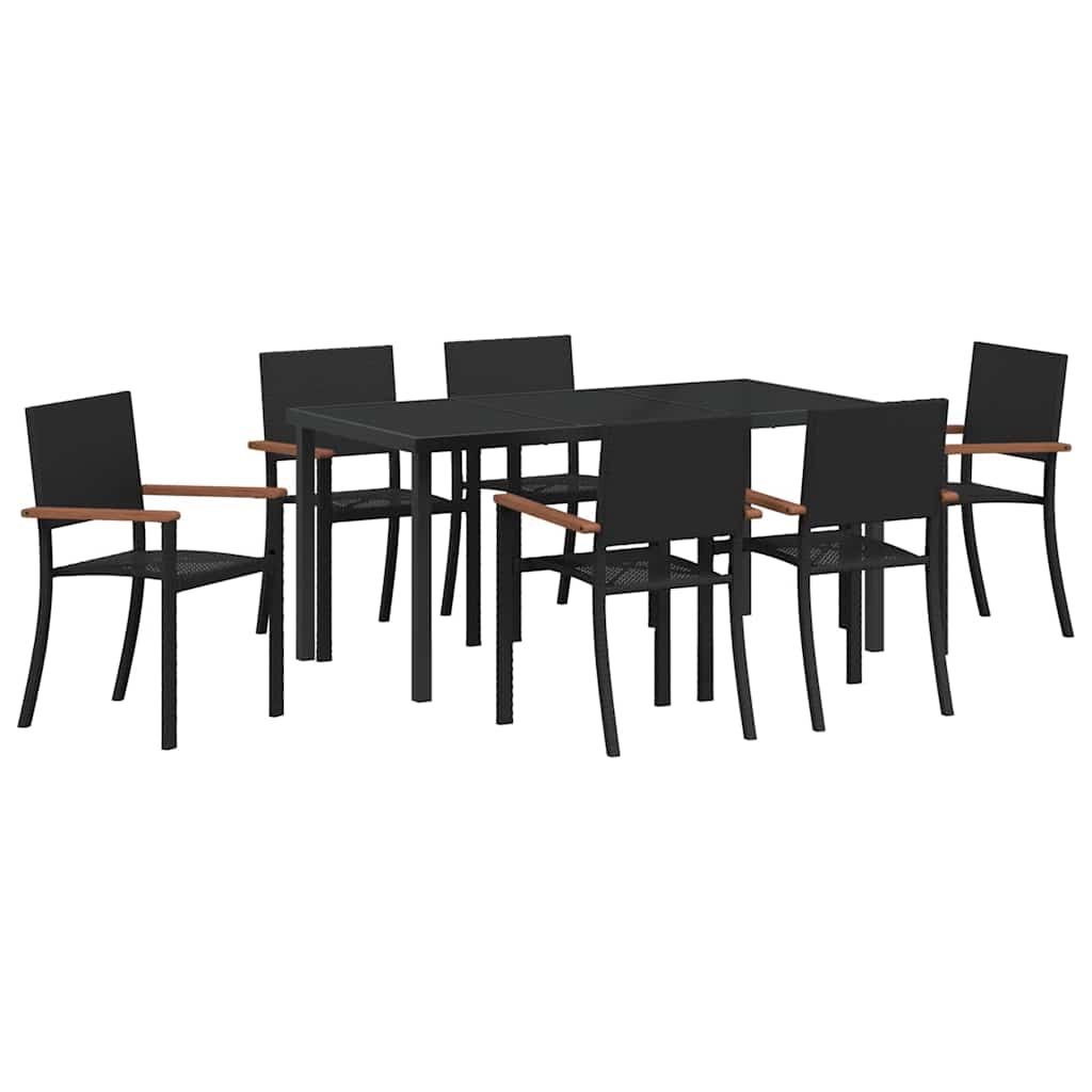 Garden Dining Set 7 pcs Black Poly rattan