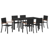 Garden Dining Set 7 pcs Black Poly rattan