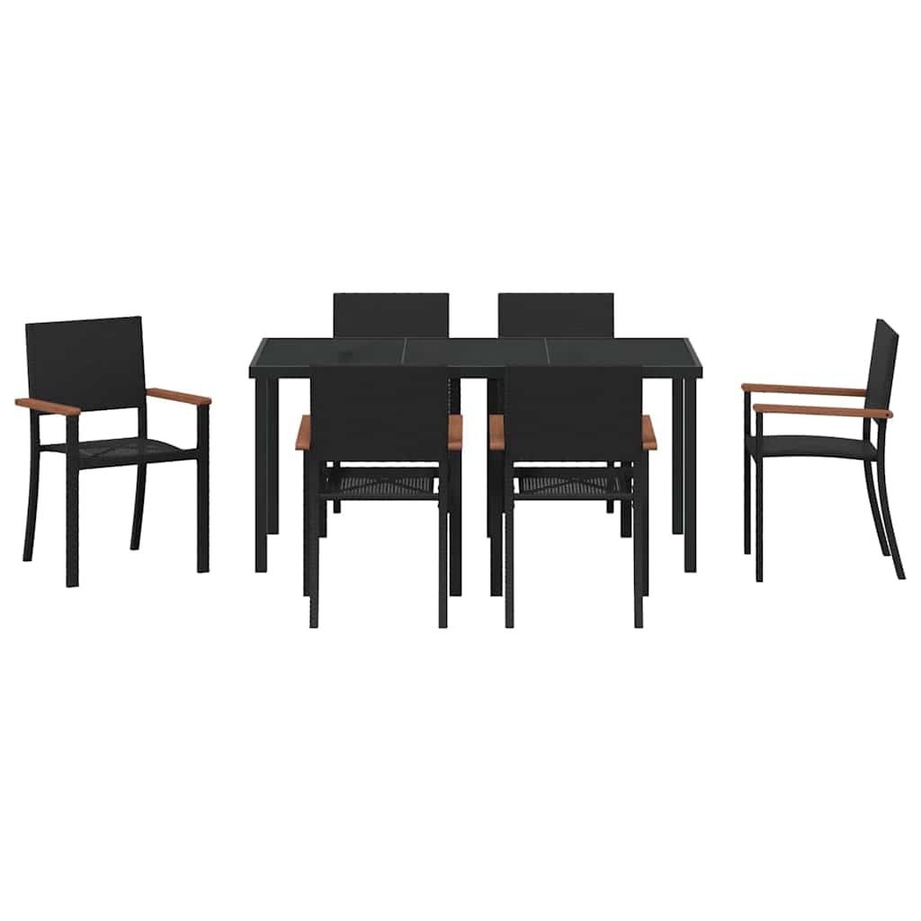 Garden Dining Set 7 pcs Black Poly rattan