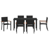 Garden Dining Set 7 pcs Black Poly rattan