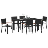 Garden Dining Set 7 pcs Black Poly rattan