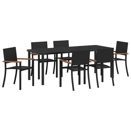 Garden Dining Set 7 pcs Black Powder-Coated Steel