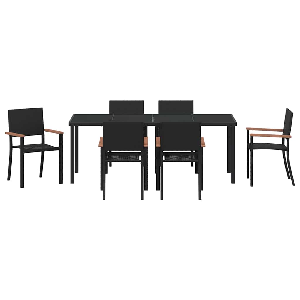 Garden Dining Set 7 pcs Black Powder-Coated Steel