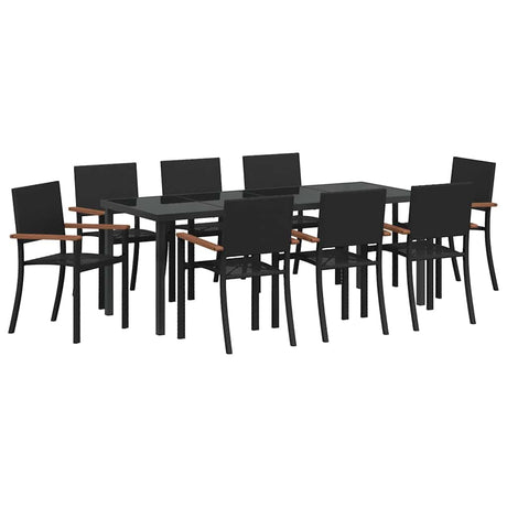 Garden Dining Set 9 pcs Black Powder-Coated Steel