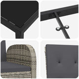 Garden Dining Set with Cushion 3 pcs Grey Poly Rattan