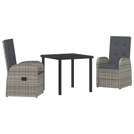 Reclining Garden Chairs with Cushion Reclining 3 pcs Gray 80 x 80 x 73 cm