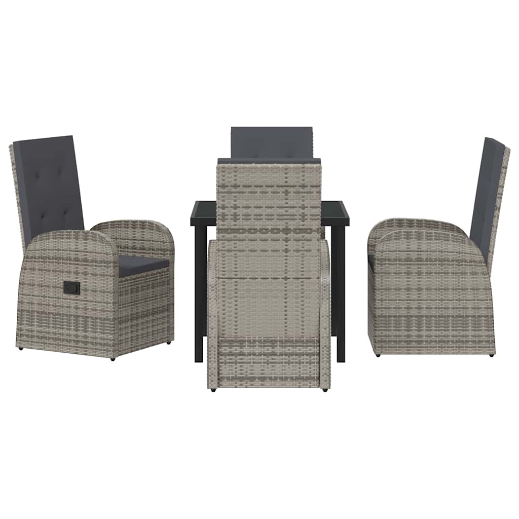 Garden Dining Set with Cushion 5 pcs Grey Poly Rattan