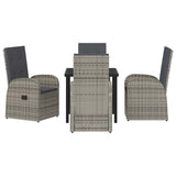 Garden Dining Set with Cushion 5 pcs Grey Poly Rattan