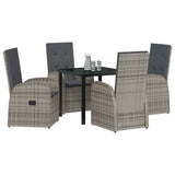 Garden Dining Set with Cushion 5 pcs Grey Poly Rattan