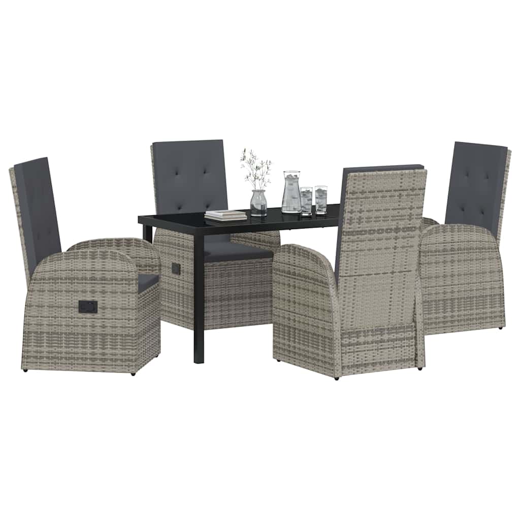 Reclining Garden Chairs 5 pcs Gray 140 x 70 x 73 cm