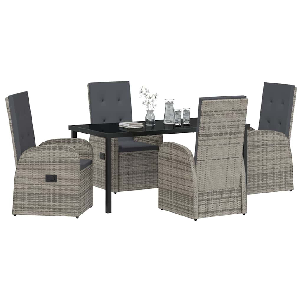 Reclining Garden Chairs 5 pcs Gray Dark Grey 160 x 80 x 73 cm