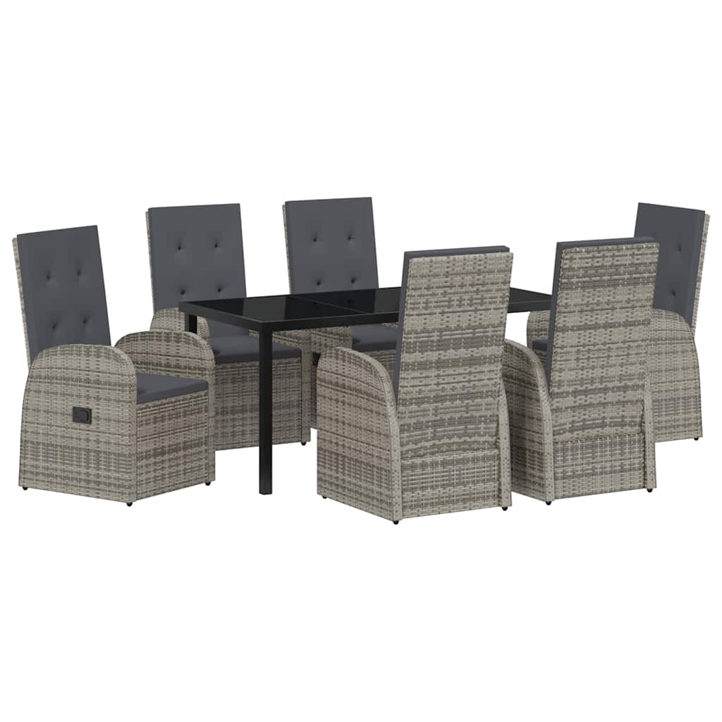 Garden Dining Set with Cushion 7 pcs Grey Poly Rattan