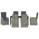 Garden Dining Set with Cushion 7 pcs Grey Poly Rattan