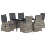 Garden Dining Set with Cushion 7 pcs Grey Poly Rattan