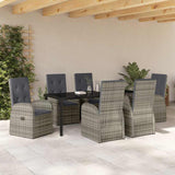 Garden Dining Set with Cushion 7 pcs Grey Poly Rattan