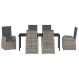 Garden Dining Set with Cushion 7 pcs Grey Poly Rattan