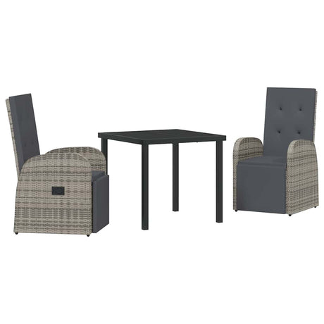 Reclining Garden Chairs 3 pcs Gray Dark Grey 80 x 80 x 73 cm