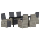 Garden Dining Set with Cushion 7 pcs Grey Poly Rattan