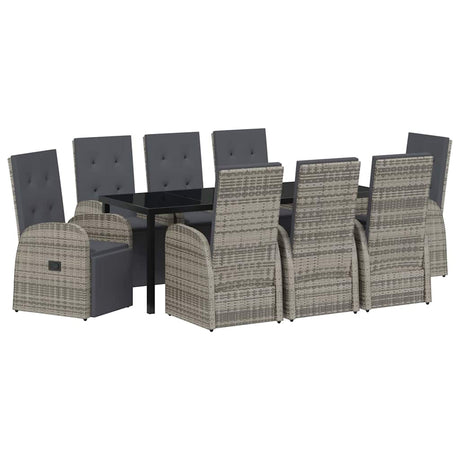 Reclining Garden Chairs 9 pcs Gray 200 x 80 x 73 cm PE Rattan